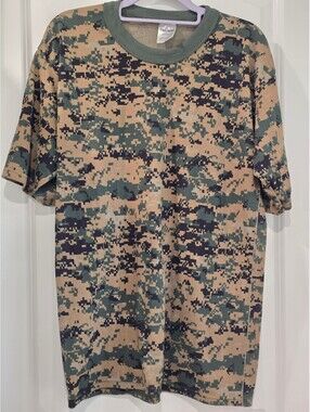 Tru-Spec Men's Digital Camo T-Shirt Lg 50% Cotton 50% Polyester Military Style